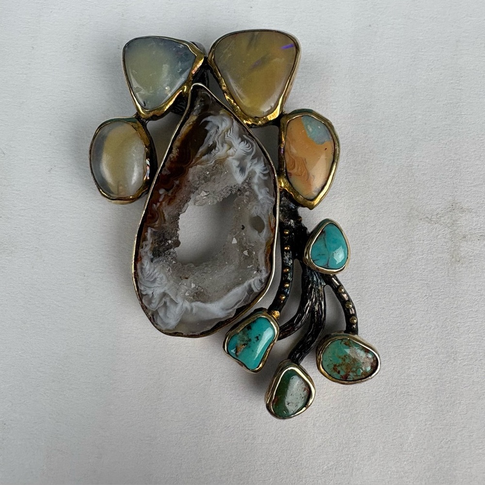 Vintage Bora Pendant .925 Sterling Silver Artisan Statement Piece Large Earthy